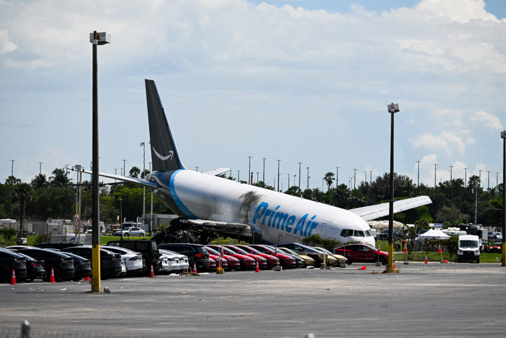 Van carrying seven people among two vehicles crushed by Amazon cargo plane in Miami
