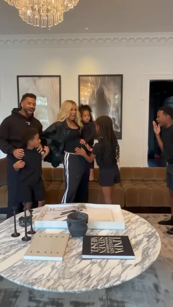 Ciara and Russell Wilson sharing pregnancy news with their children.