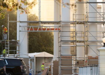 Trump’s White House North Portico project nears completion with shroud and scaffolding taken down