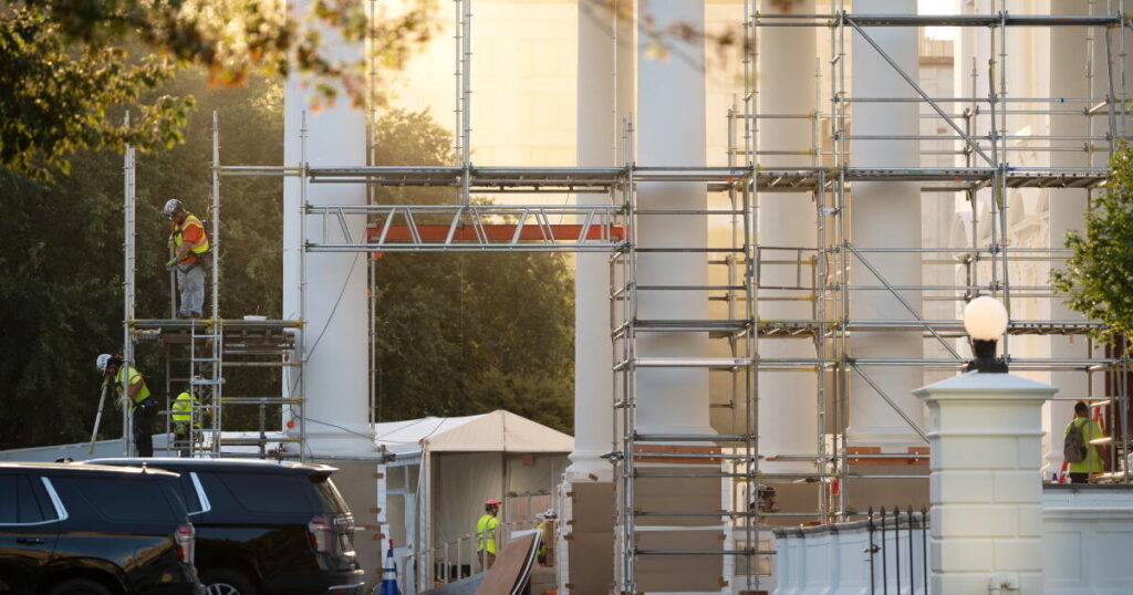 Trump’s White House North Portico project nears completion with shroud and scaffolding taken down