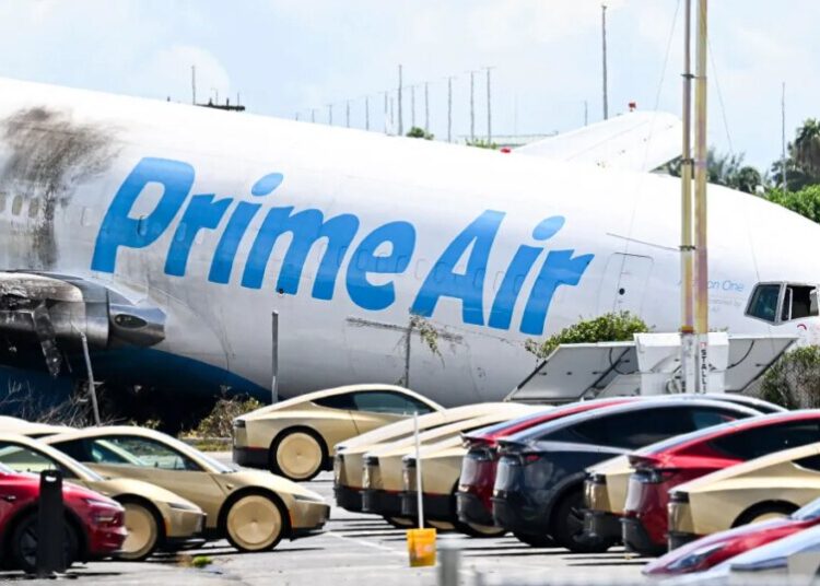 Amazon Cargo Jet Crashes Just Feet From Parking Lot Full of Tesla Cybercabs, Killing Five