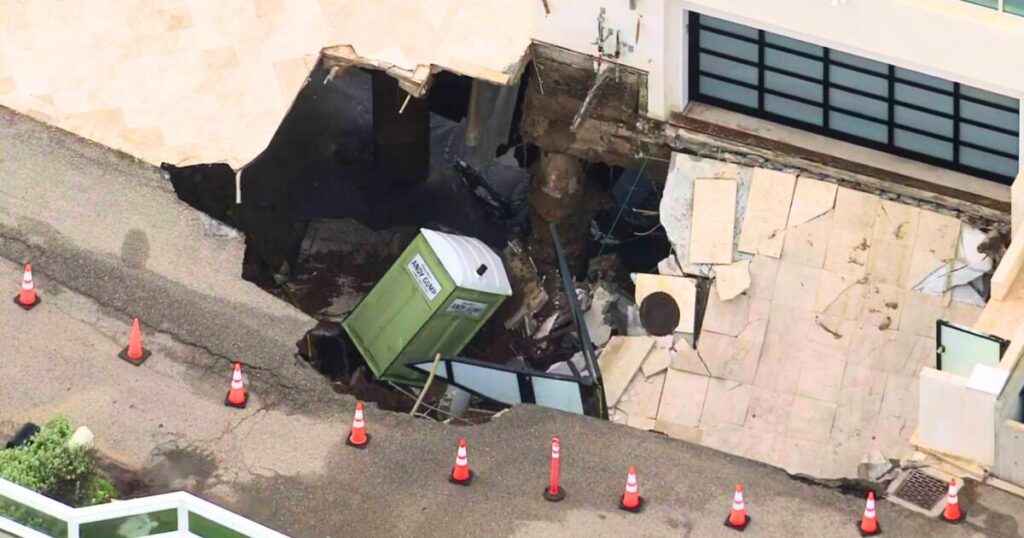 Malibu driveway collapses into massive sinkhole as coastal flood risks persist