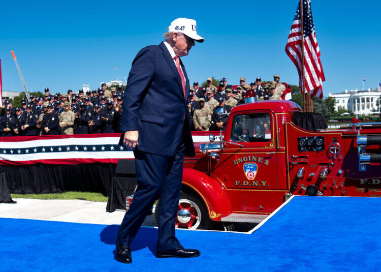 At 9/11 Tribute, Trump Claims Firefighters Carried Him to Safety