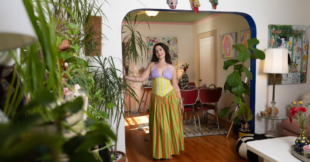 She created a chic bohemian bungalow for herself and her three-legged cat