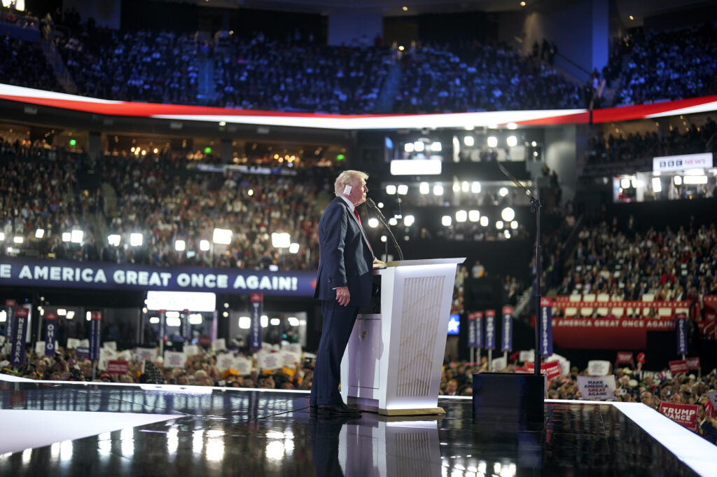Trump makes GOP midterm convention about himself, much to Democrats’ delight.