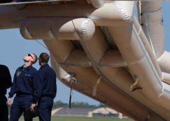 Air Force One’s inflatable slide temporarily delays Trump’s departure for GOP soiree in Texas