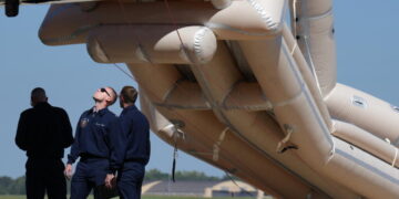 Air Force One’s inflatable slide temporarily delays Trump’s departure for GOP soiree in Texas