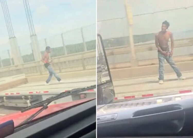 NYC daredevil dances, jumps on flatbed truck as it speeds across George Washington Bridge, wild video shows