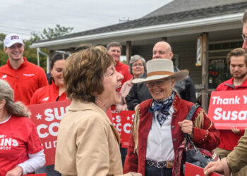 While Trump Goes Big in Dallas, Collins Goes Small in Maine to Save Her Seat