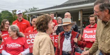 While Trump Goes Big in Dallas, Collins Goes Small in Maine to Save Her Seat
