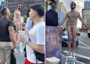 Shameless NYC artist goes fully naked for 3-day sidewalk stunt — left New Yorkers irate: ‘I wouldn’t be flaunting that’
