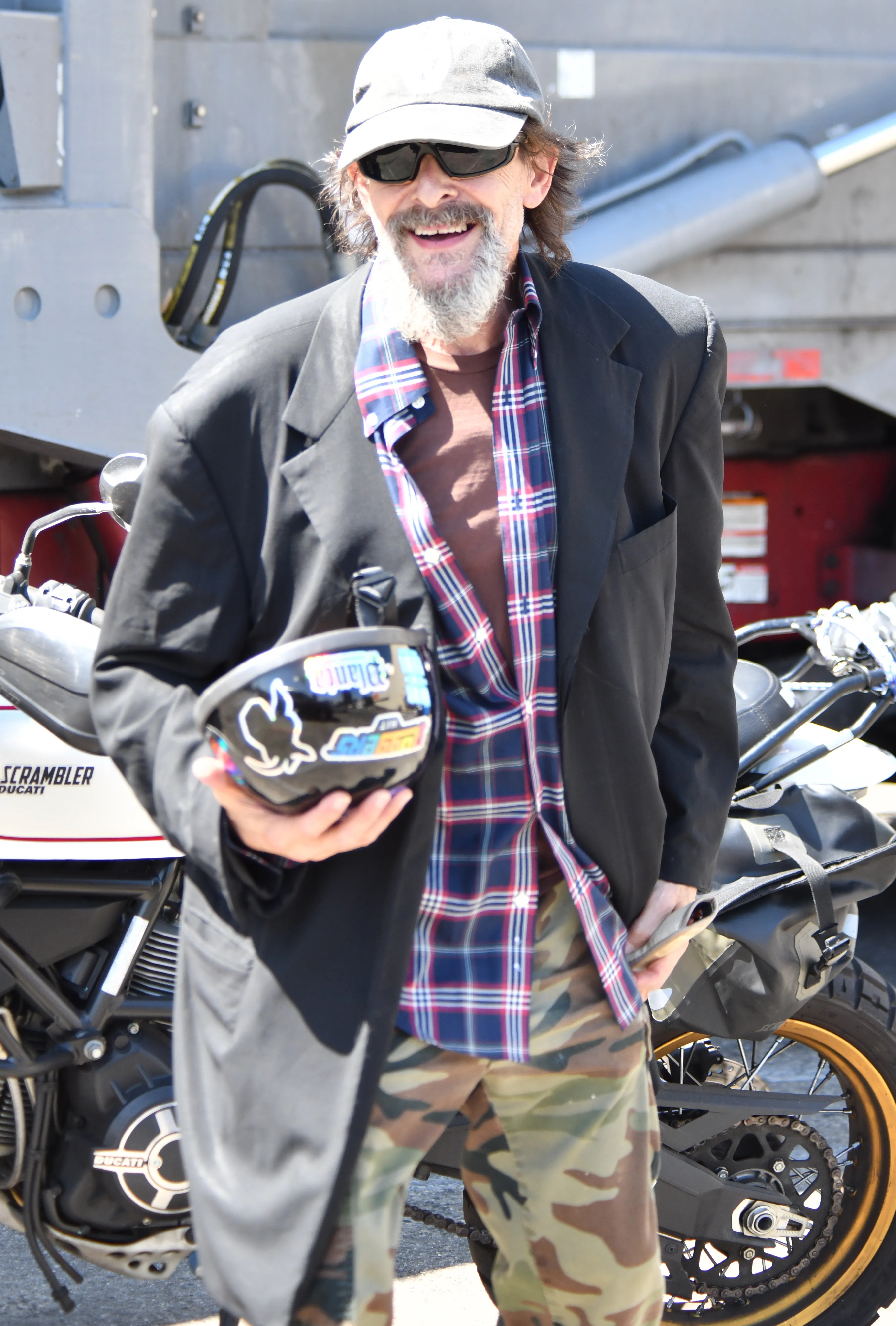 Judd Nelson is seen while out and about on his motorcycle in West Hollywood, CA.