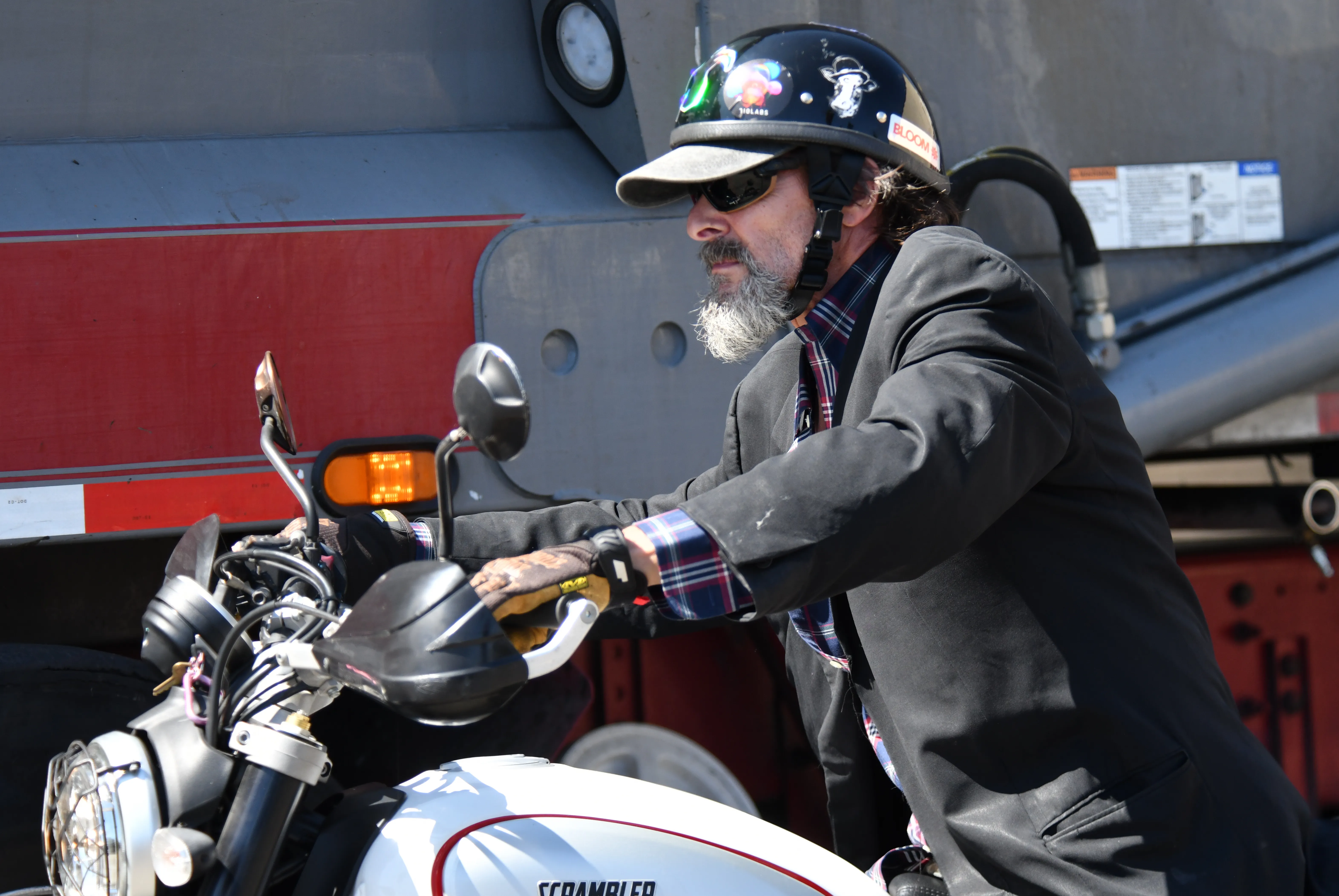 Judd Nelson on a motorcycle in West Hollywood.