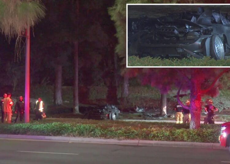 Two killed in supercar crash as McLaren smashes into tree and bursts into flames