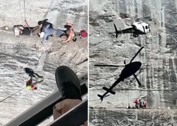 Heart-stopping moment rock climber is trapped 700ft up notorious California ledge ‘Power Dome’