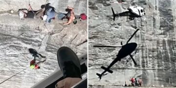 Heart-stopping moment rock climber is trapped 700ft up notorious California ledge ‘Power Dome’