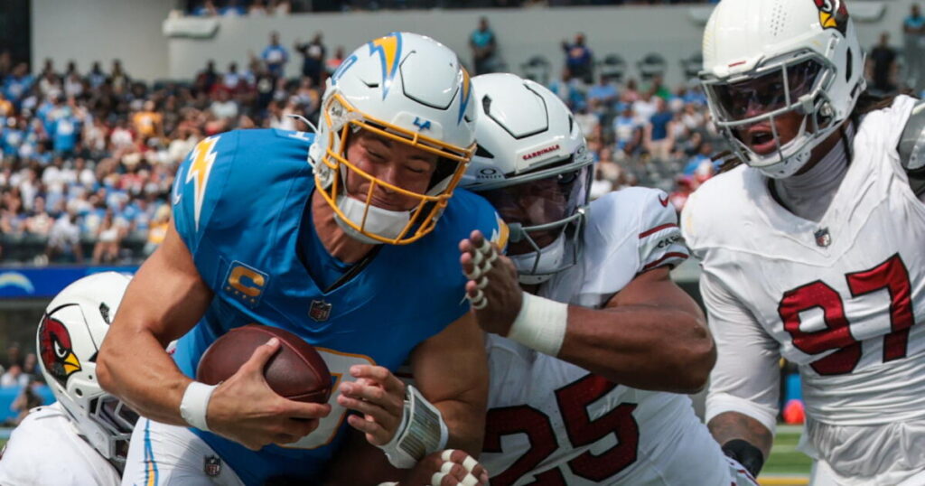 New-look Chargers offense sputters in mistake-filled loss to Cardinals