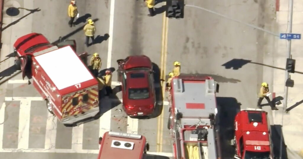 Crash involving L.A. Fire Department vehicle sends 7 to hospital