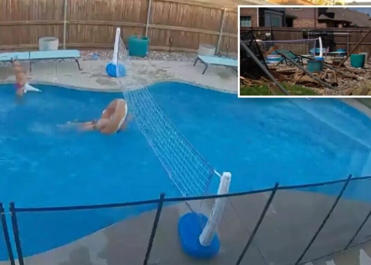 Wild video shows moment car smashes through Texas backyard — narrowly missing kids playing in pool