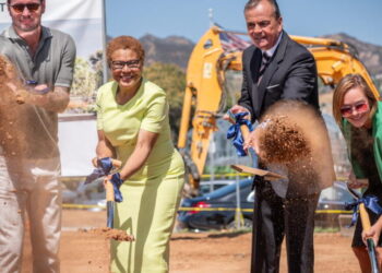 Caruso and Bass appear together at Palisades groundbreaking. But will he endorse her?