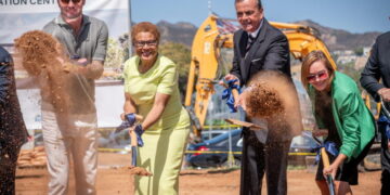 Caruso and Bass appear together at Palisades groundbreaking. But will he endorse her?