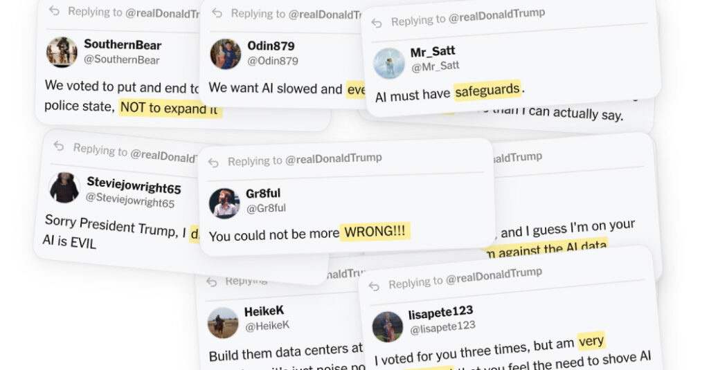 Trump Defended A.I. Data Centers on Truth Social, and Commenters Clapped Back