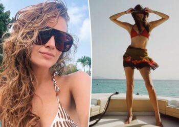 Kelsea Ballerini flaunts her abs in red bikini as she rings in her 33rd birthday
