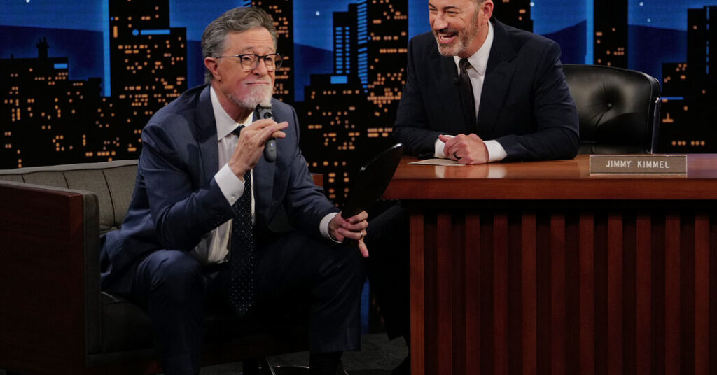 Stephen Colbert Returns to Late Night on ‘Jimmy Kimmel Live’