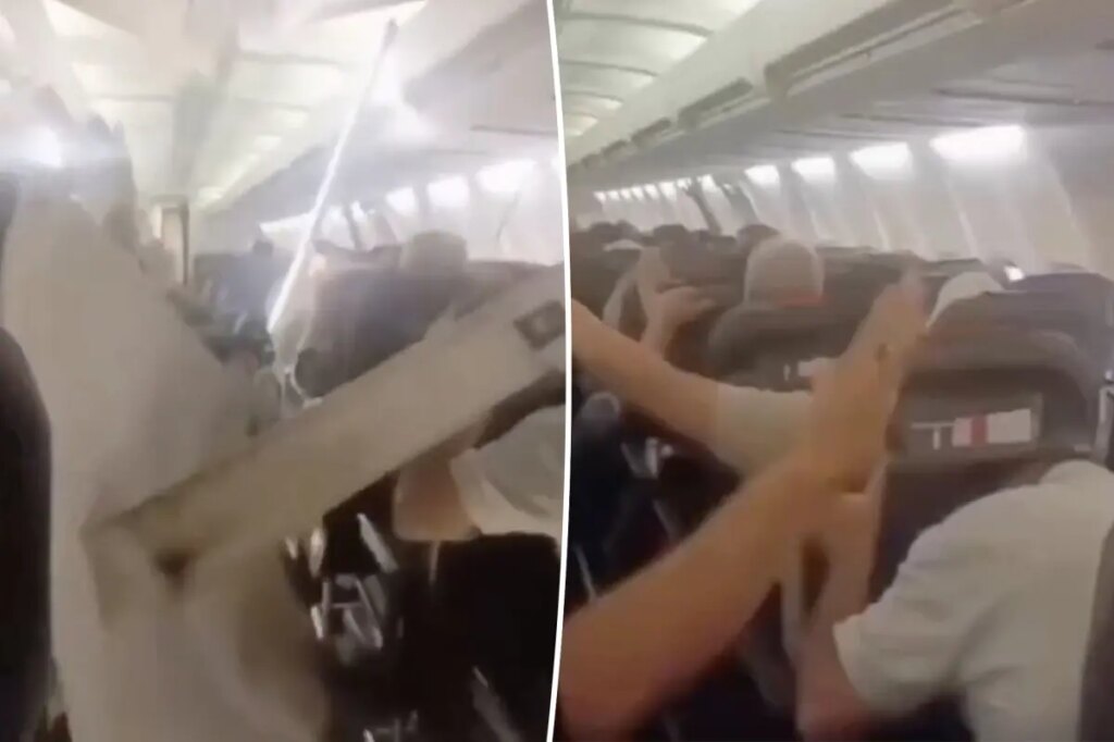 Passengers scream and flail as extreme turbulence ‘tears plane cabin apart’ in harrowing video