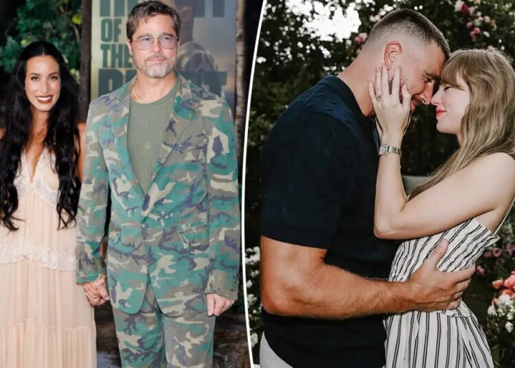 Brad Pitt dishes on Taylor Swift and Travis Kelce’s ‘wedding of the century’ during red carpet date night with Ines de Ramon