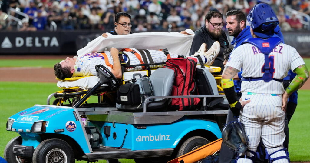 Mets’ Jared Young carted off after on-field collision but ‘avoided the scariest outcomes’