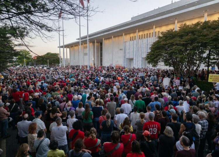 Hundreds rally outside shuttered Kennedy Center, chanting ‘Hands off!’