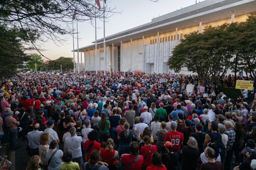 Hundreds rally outside shuttered Kennedy Center, chanting ‘Hands off!’