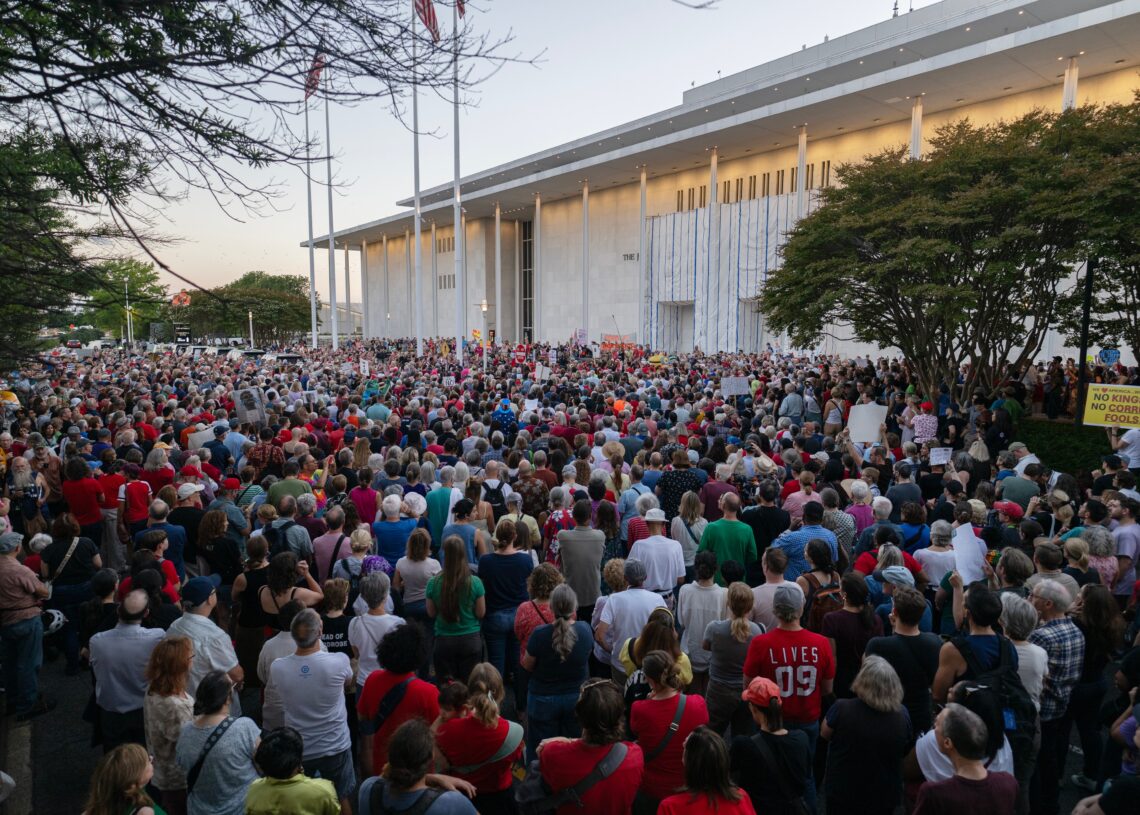 Thousands rally outside shuttered Kennedy Center, chanting ‘Hands off!’