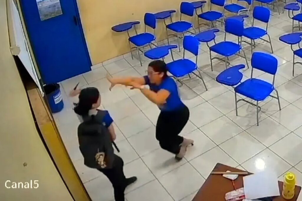 Teen stabs teacher as she desperately fights for her life in scary, caught-on-video attack