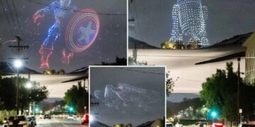 Captain America, R2-D2 fly above Lucas Museum of Narrative Art on opening night in dazzling drone light show: Photos