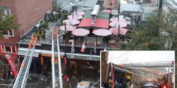 Massive fire rips through NYC restaurants, injuring 6 firefighters