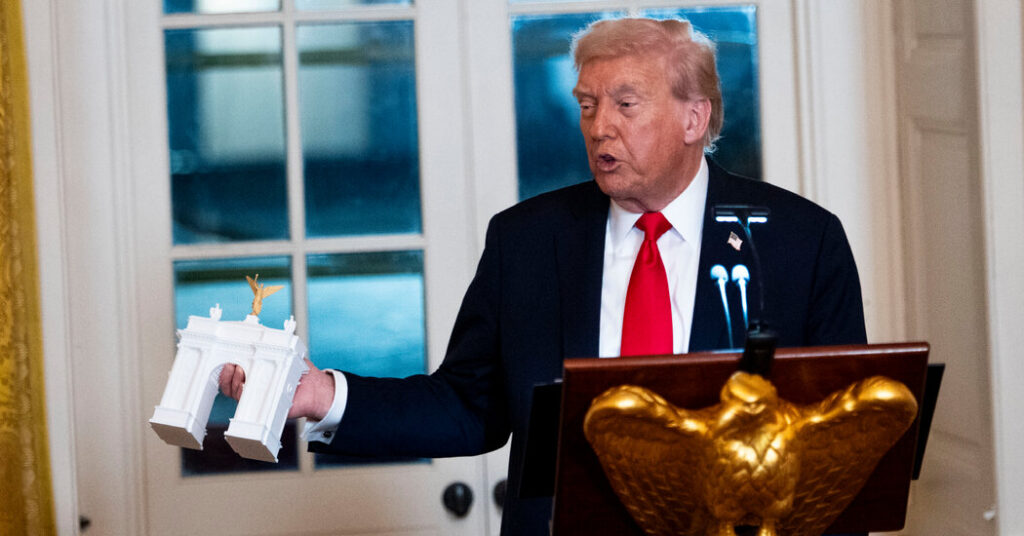 Trump Says His Contested Arch Would House Drones and Snipers
