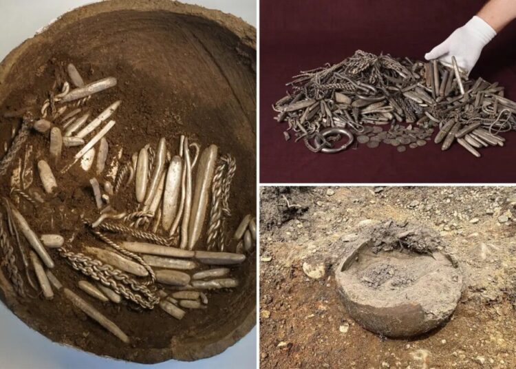‘Strange sound’ leads homeowner to unearth massive Viking silver hoard while digging for new patio