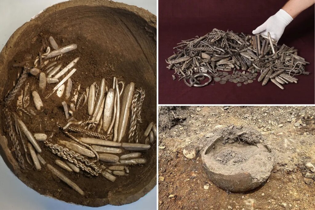 ‘Strange sound’ leads homeowner to unearth massive Viking silver hoard while digging for new patio