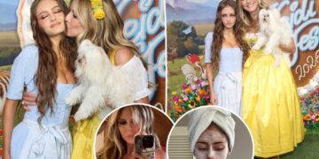 Heidi Klum, 53, and look-alike daughter Leni, 22, wear matching white lingerie