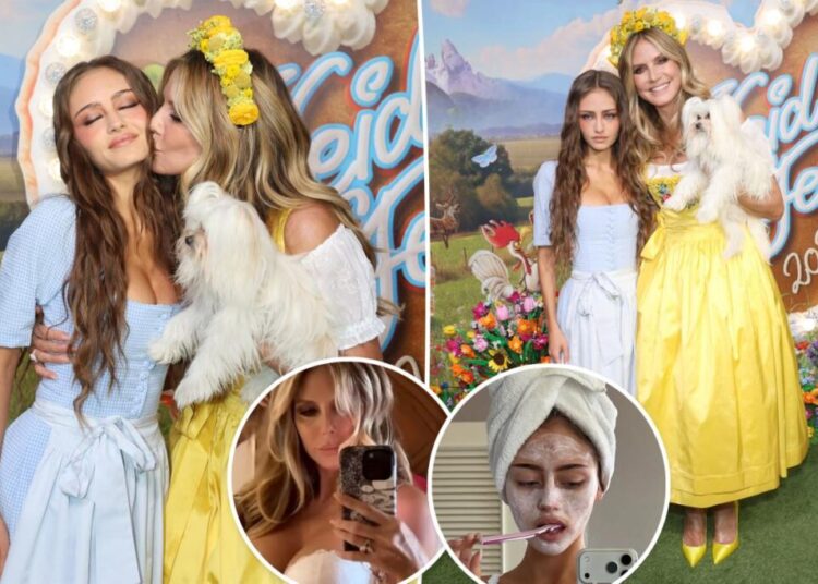 Heidi Klum, 53, and look-alike daughter Leni, 22, wear matching white lingerie