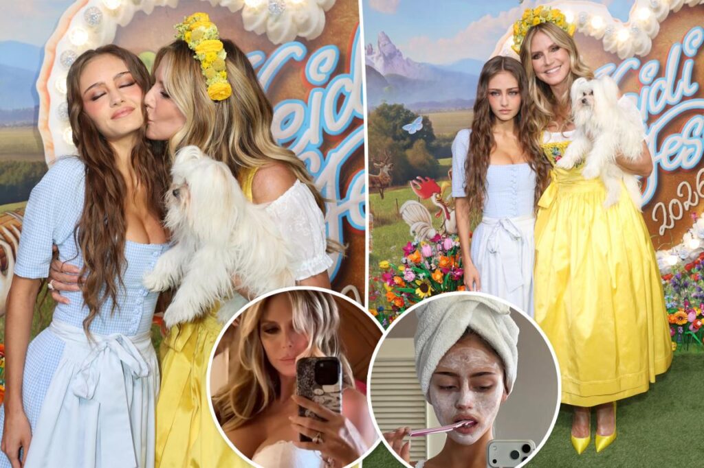 Heidi Klum, 53, and look-alike daughter Leni, 22, wear matching white lingerie