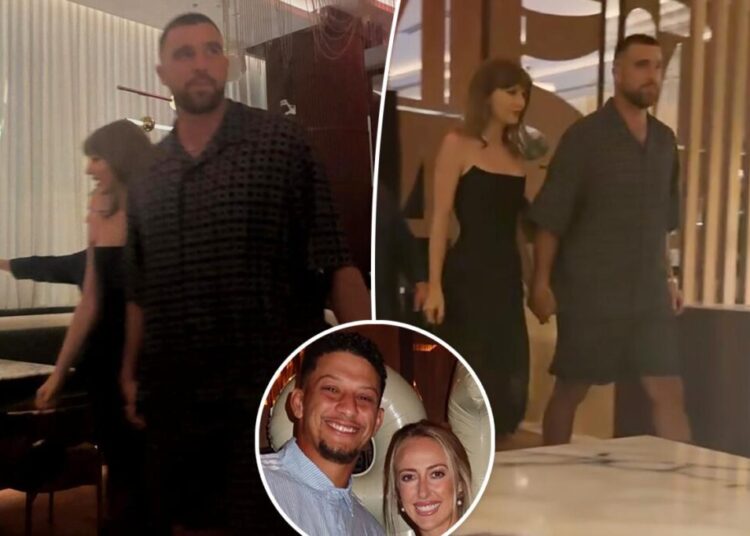 Taylor Swift and Travis Kelce hold hands at Patrick Mahomes’ birthday celebration