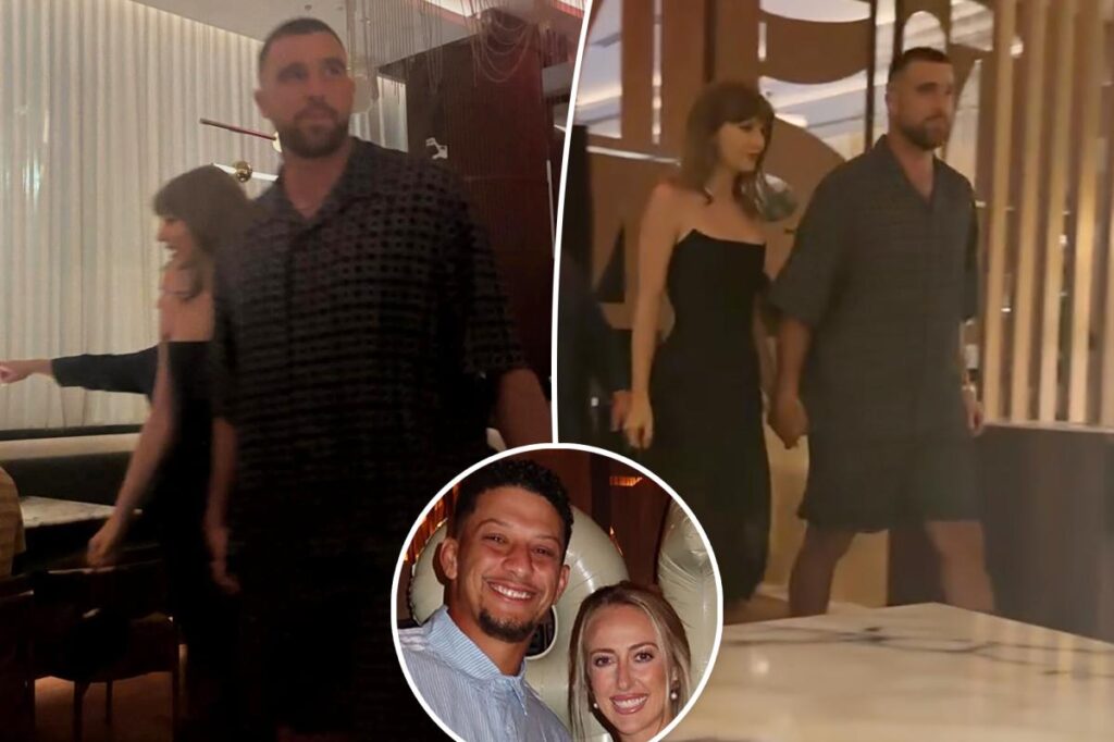 Taylor Swift and Travis Kelce hold hands at Patrick Mahomes’ birthday celebration
