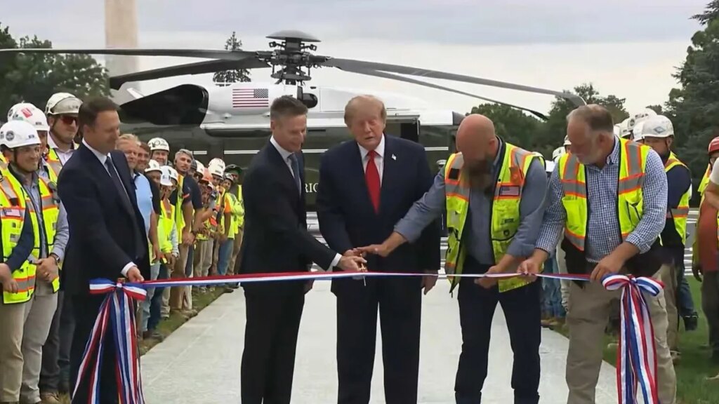 ‘Hilarious and depressing’: Disbelief as Trump’s ribbon-cutting drowns in static after ban