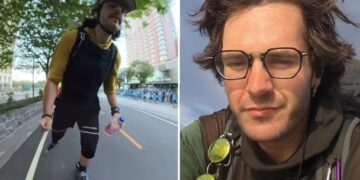 Norwegian skater rollerblading across US killed after allegedly being struck by 82-year-old driver in Kansas hit and run