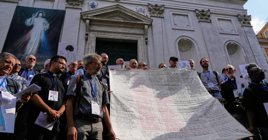 Priests, nuns march to Vatican to demand end to ‘genocide’ in Gaza
