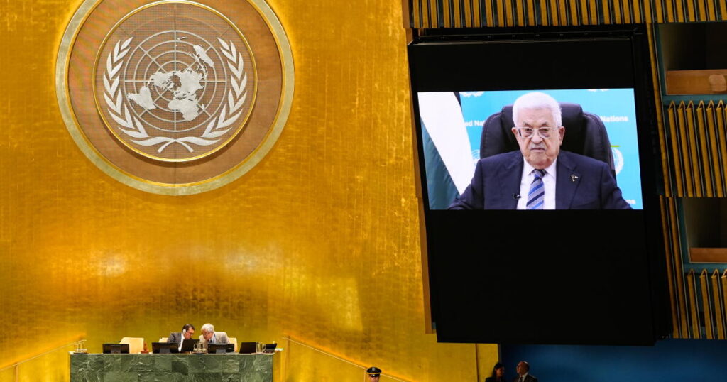 Palestinian president, again denied a visa to speak at U.N., addresses leaders on prerecorded video
