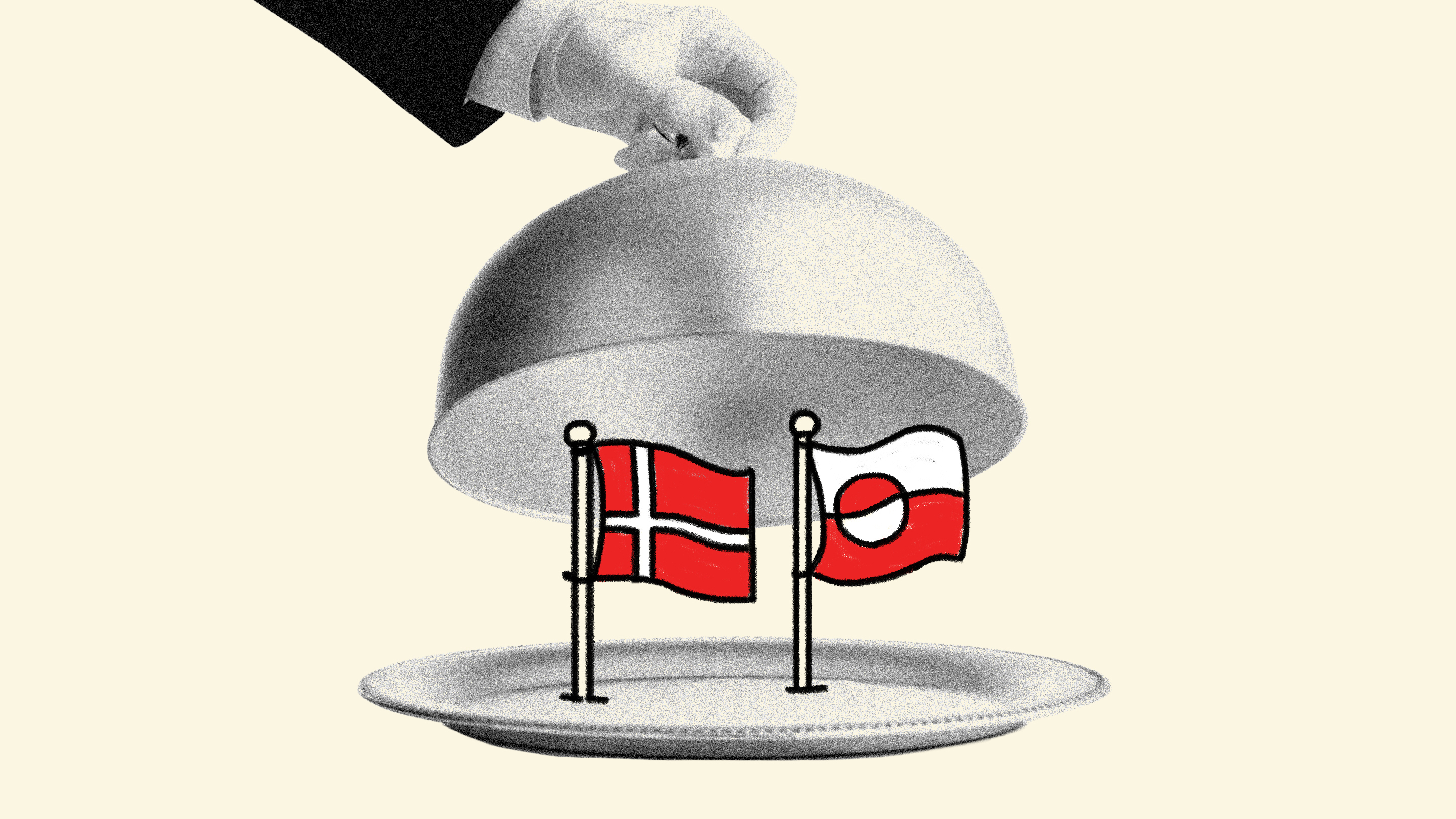 Flags of Denmark and Greenland on a plate